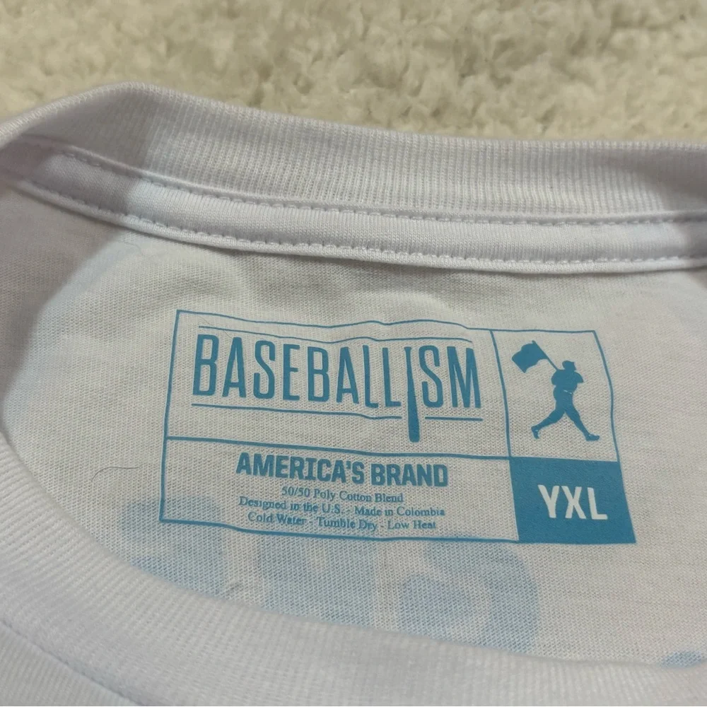 White Baseballism Great Day Graphic Tee with Blue and Pink Accents UNISEX - Picture 4 of 8